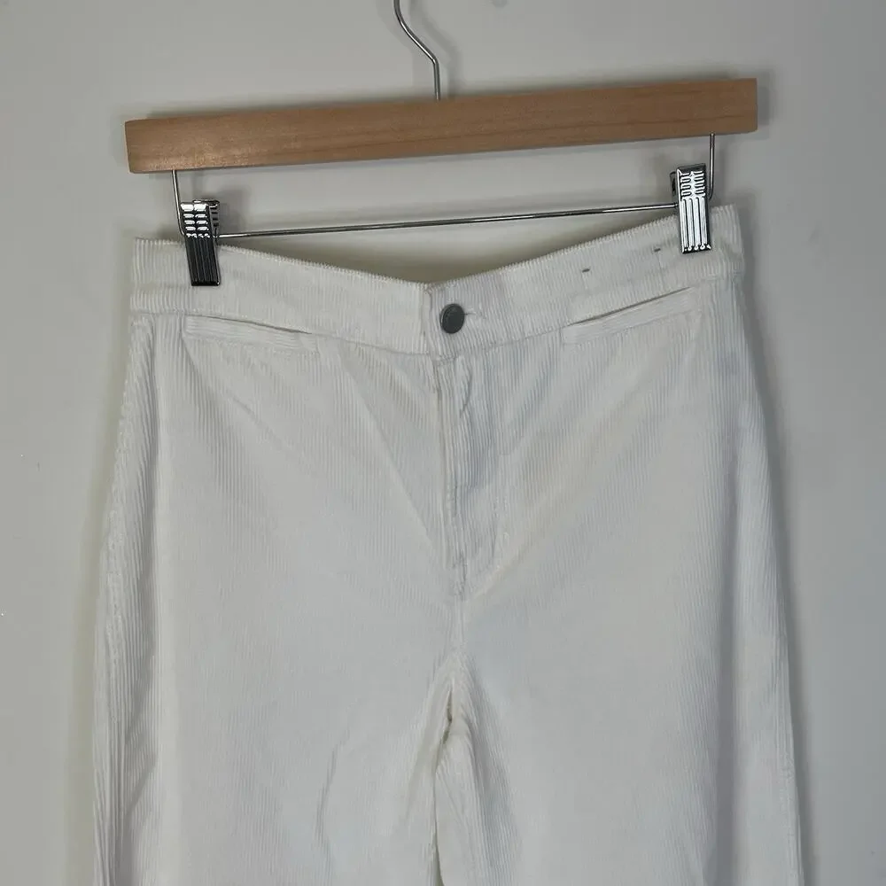 Madewell The Emmett Wide Leg Pant in‎ Corduroy Welt Pocket Winter White 26 NS291